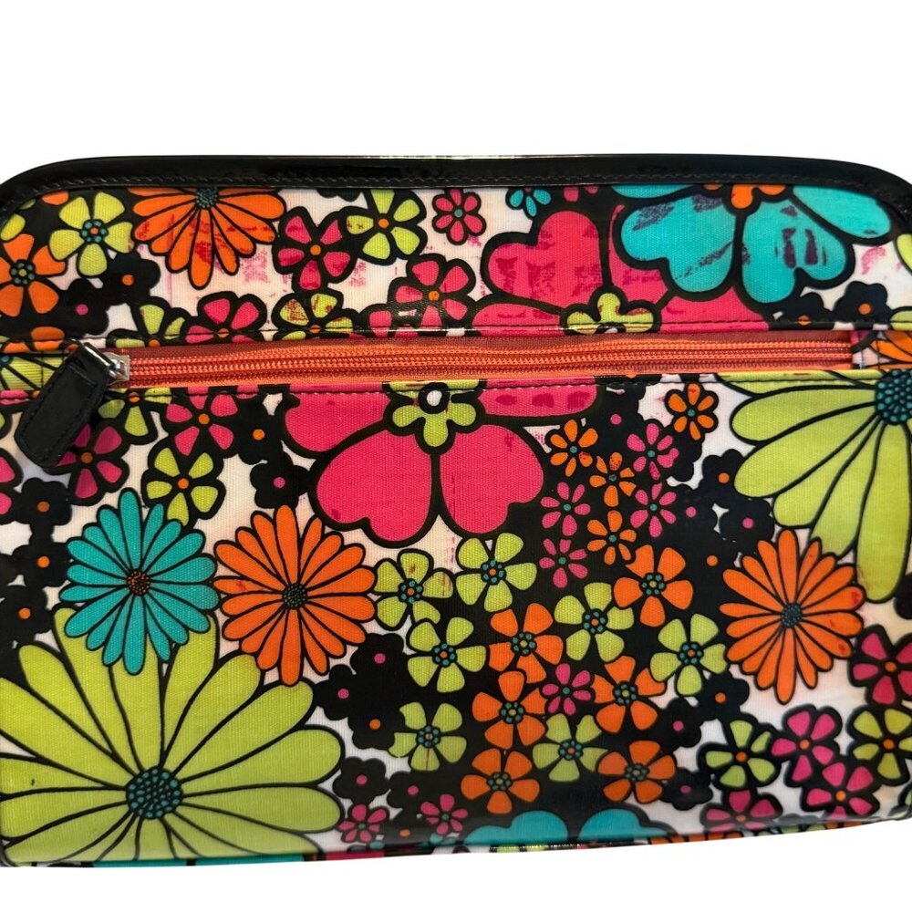 Vintage Nordstrom Cosmetic Bags Vinyl Black 70's Floral Set Lot - Picture 5 of 11